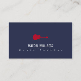 muzikant blauw visitekaartje met rode gitaar