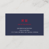 Muzikant blauw visitekaartje met rode muzieknoot (Achterkant)