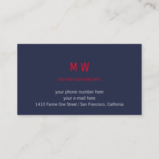 Muzikant blauw visitekaartje met rode muzieknoot (Achterkant)