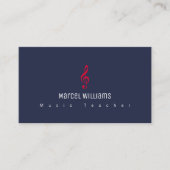 Muzikant blauw visitekaartje met rode muzieknoot (Voorkant)