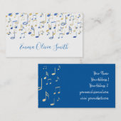 Muzikant Blue en Faux Gold folie Notes Visitekaartje (Voorkant / Achterkant)