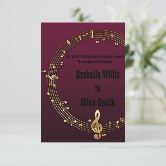 Muzikant bruiloft uitnodigingen (Staand voorkant)