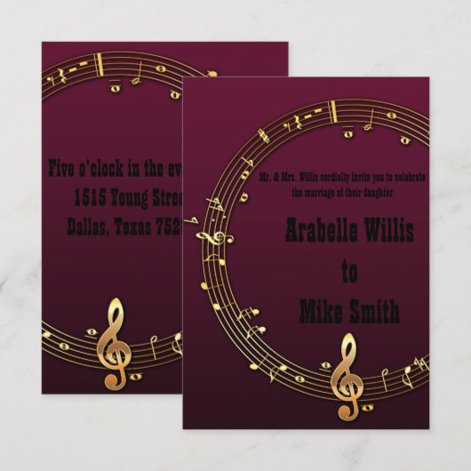 Muzikant bruiloft uitnodigingen (Voorkant / Achterkant)