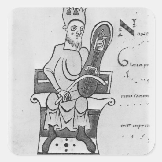 Muzikant die een forel speelt vierkante sticker (Voorkant)