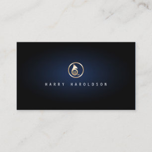 Muzikant Elegant Goud Frans Hoorn Icon Blauw Glow Visitekaartje