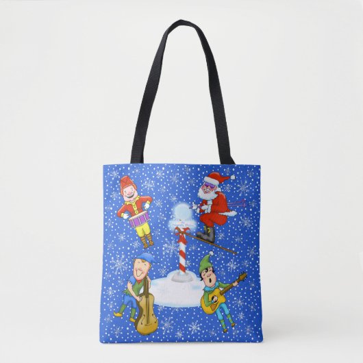 Muzikant Elves met Kerstmis Canvas tas (Voorkant)