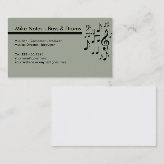 Muzikant en componist visitekaartje (Voorkant / Achterkant)