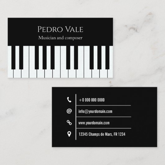 Muzikant en componist visitekaartje (Voorkant / Achterkant)