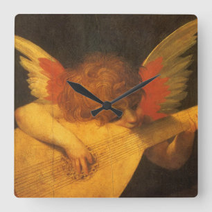 Muzikant Engel die Luit Speelt door Rosso Fiorenti Vierkante Klok