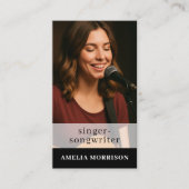 Muzikant Foto QR Code Singer Songwriter Visitekaartje (Voorkant)