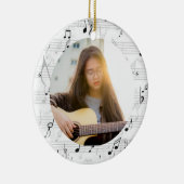 Muzikant Foto zwart-witte muzieknoot Keramisch Ornament (Rechts)