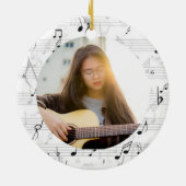 Muzikant Foto zwart-witte muzieknoot Keramisch Ornament (Achterkant)