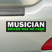 Muzikant - Geen geld Bumpersticker (Op auto)