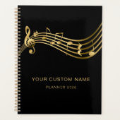 Muzikant Gold Musical Notes Elegant Custom Jaarlij Planner (Voorkant)
