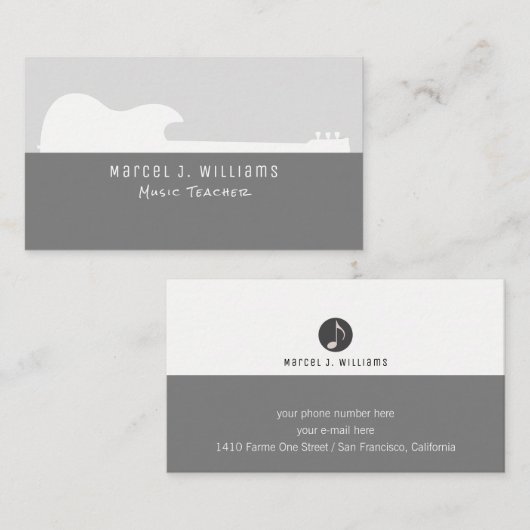 muzikant grijs visitekaartje met gitaar (Voorkant / Achterkant)