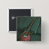 Muzikant guitar lovers gift vierkante button 5,1 cm (Voorkant /achterkant)