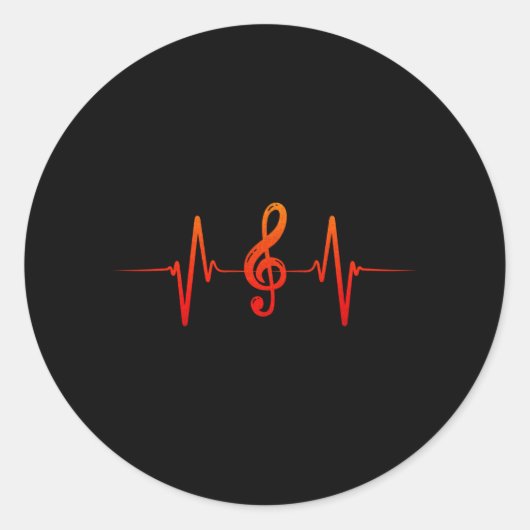 Muzikant Heartbeat Clef Ronde Sticker (Voorkant)
