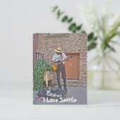 Muzikant in Alley Briefkaart (Staand voorkant)