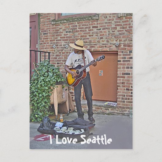 Muzikant in Alley Briefkaart (Voorkant)