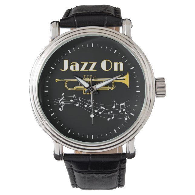 Muzikant Jazz op Trumpet Player Horloge (Voorkant)