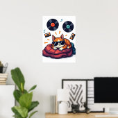 Muzikant Kat Vinyl Plaat Sticker Poster (Thuiskantoor)