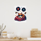 Muzikant Kat Vinyl Plaat Sticker Poster (Keuken)