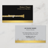 Muzikant Klarinet Speler Audio Gouden Geluidsgolve Visitekaartje (Voorkant / Achterkant)