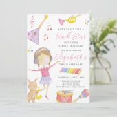 muzikant meisje verjaardag uitnodiging (Staand voorkant)