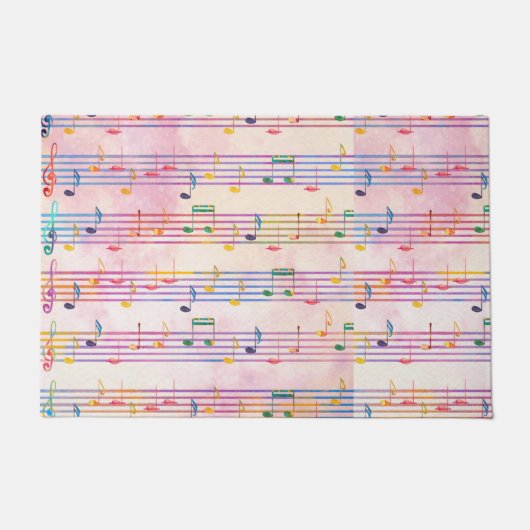 Muzikant met Colorful Multicolor Music Note Deurmat (Voorkant)