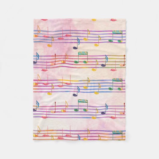 Muzikant met Colorful Multicolor Music Note Fleece Deken (Voorkant)