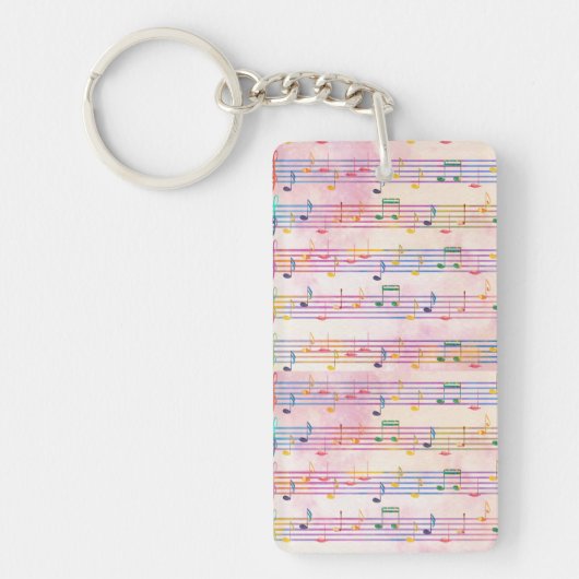 Muzikant met Colorful Multicolor Music Note Sleutelhanger (Voorkant)