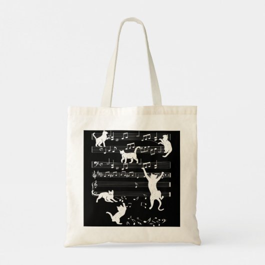 Muzikant met cute scat die speelt op muzieknots L Tote Bag (Achterkant)