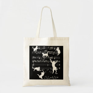 Muzikant met cute scat die speelt op muzieknots L Tote Bag