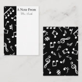 Muzikant met zwarte en witte muziek notitiekaartje (Voorkant / Achterkant)