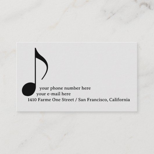 Muzikant Minimalist Professional Kaart Visitekaartje (Achterkant)