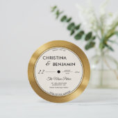 Muzikant Modern Record Gold Vinyl Wedding Kaart (Staand voorkant)