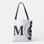 muzikant - monogram met drievoudig gespleten muzie tote bag (Achterkant)