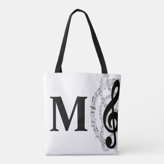 muzikant - monogram met drievoudig gespleten muzie tote bag (Achterkant)