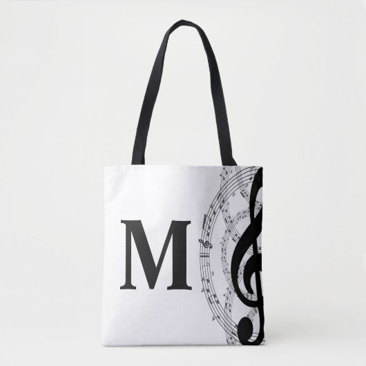 muzikant - monogram met drievoudig gespleten muzie tote bag (Voorkant)