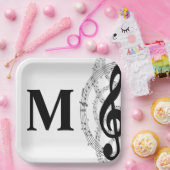 muzikant monogram vierkant papieren bordje (Feest)