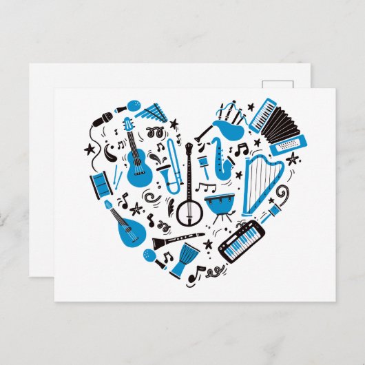 Muzikant Musical Instrument Heart Tool Briefkaart (Voorkant / Achterkant)