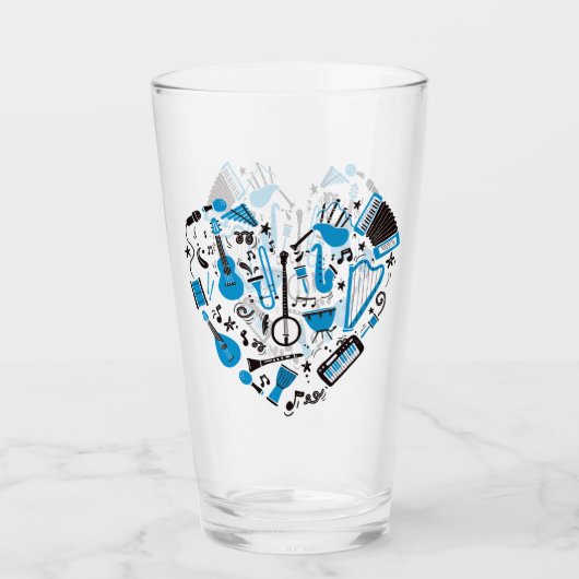 Muzikant Musical Instrument Heart Tool Glas (Voorkant)