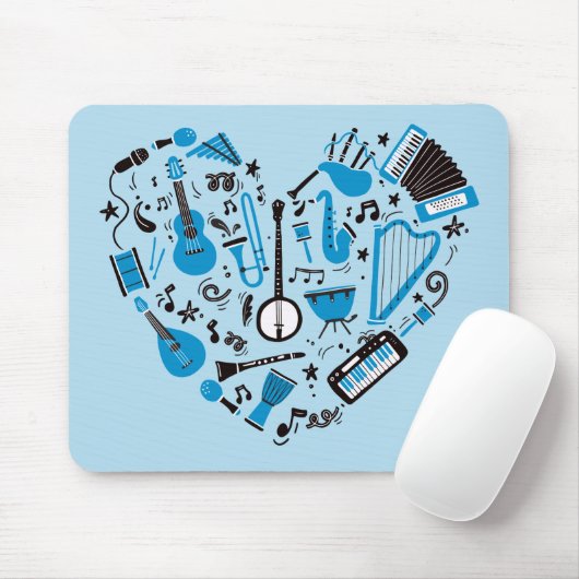 Muzikant Musical Instrument Heart Tool Muismat (Met muis)