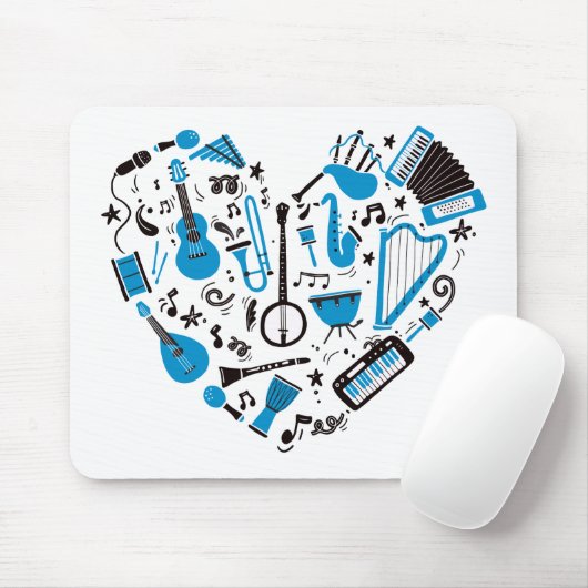 Muzikant Musical Instrument Heart Tool Muismat (Met muis)