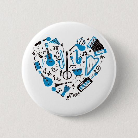Muzikant Musical Instrument Heart Tool Ronde Button 5,7 Cm (Voorkant)