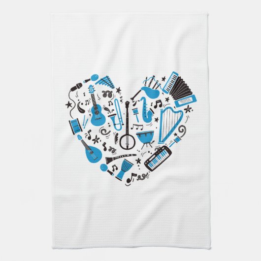 Muzikant Musical Instrument Heart Tool Theedoek (Verticaal)