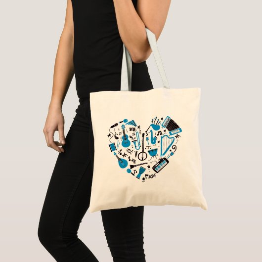 Muzikant Musical Instrument Heart Tool Tote Bag (Voorkant (product))