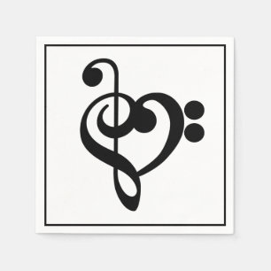Muzikant Muziek Hart - Discant- en Bassleutel Servet