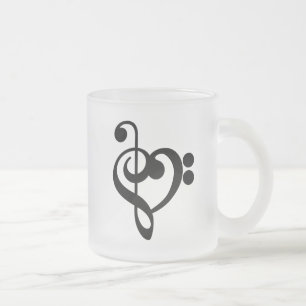 Muzikant Muziek Hart - Discant- en Basssleutel Matglas Koffiemok