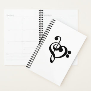 Muzikant Muziek Hart - Discant- en Basssleutel Planner